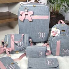 Bolsas Saída  Maternidade em Linho Cinza para Gestante