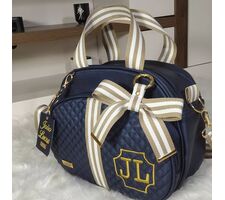 Bolsa Média Azul Marinho com Dourado - 75778